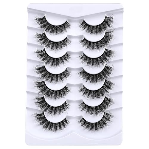 Mebver 8D Fluffy Wispy Lashes False Eyelashes Cat Eye Lashes Faux Mink Lashes Natural Look That Look Like Extensions Pestañas Postizas D Curl Lash