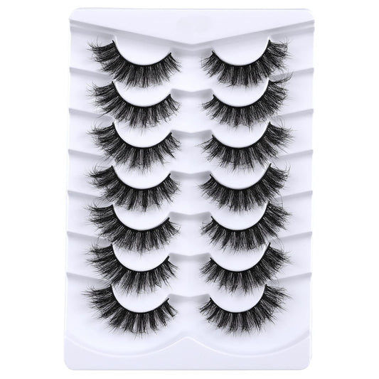 Mebver 8D Fluffy Wispy Lashes False Eyelashes Cat Eye Lashes Faux Mink Lashes Natural Look That Look Like Extensions Pestañas Postizas D Curl Lash