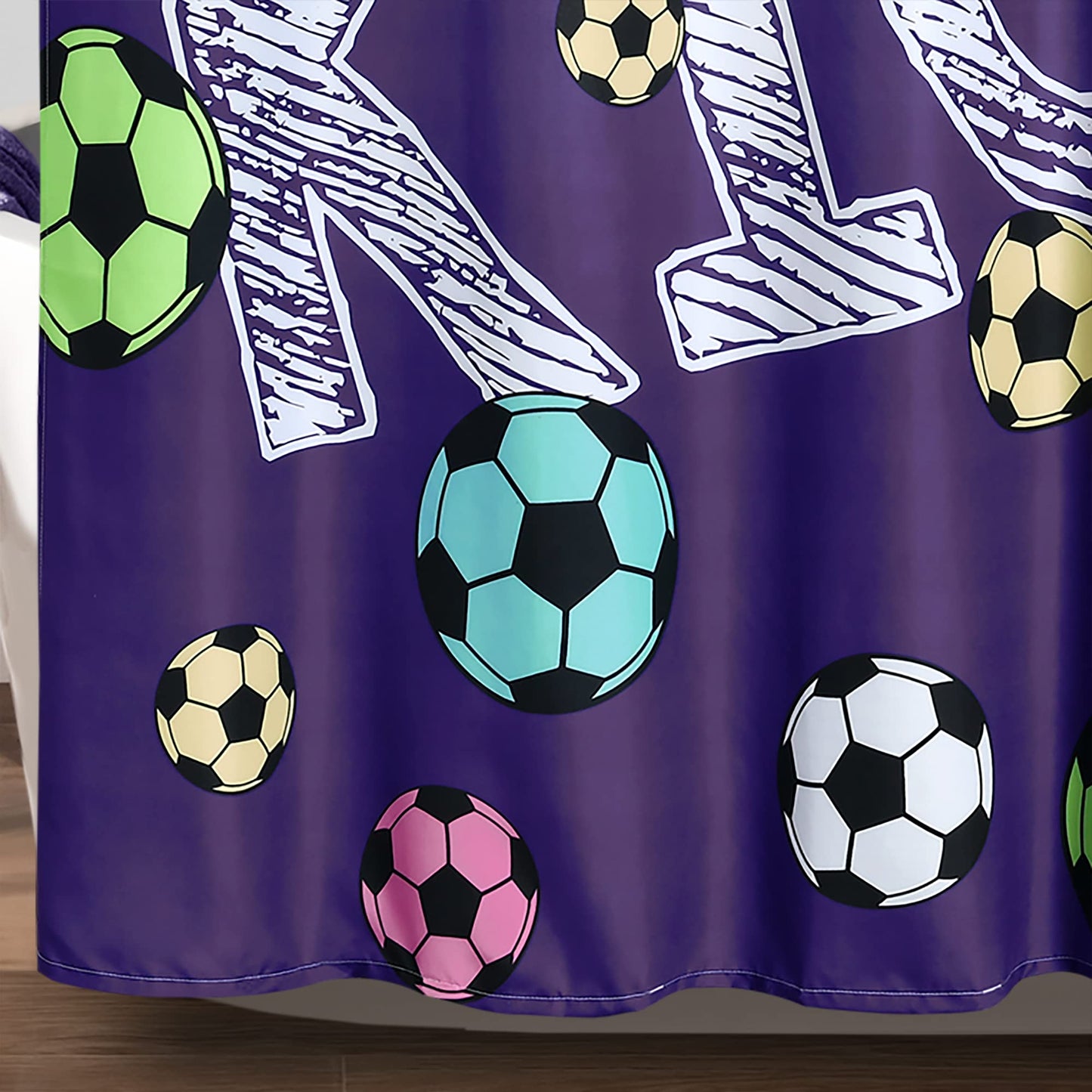Lush Decor Girls Soccer Kick Shower Curtain, 72" x 72", Purple