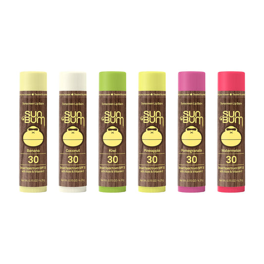 Sun Bum Lip Balm | SPF 30 | 0.15 Ounce Stick | Broad Spectrum UVA, UVB Protection, Paraben Free, Gluten Free, Vegan | The Originals Variety Pack | 6
