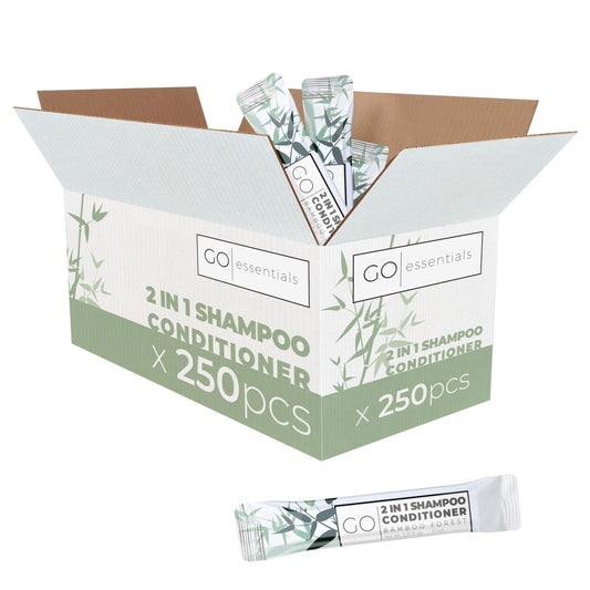 Travel Size Bulk Shampoo and Conditioner -2 in 1 Single Use Travel Shampoo and Conditioner (250 Packets)