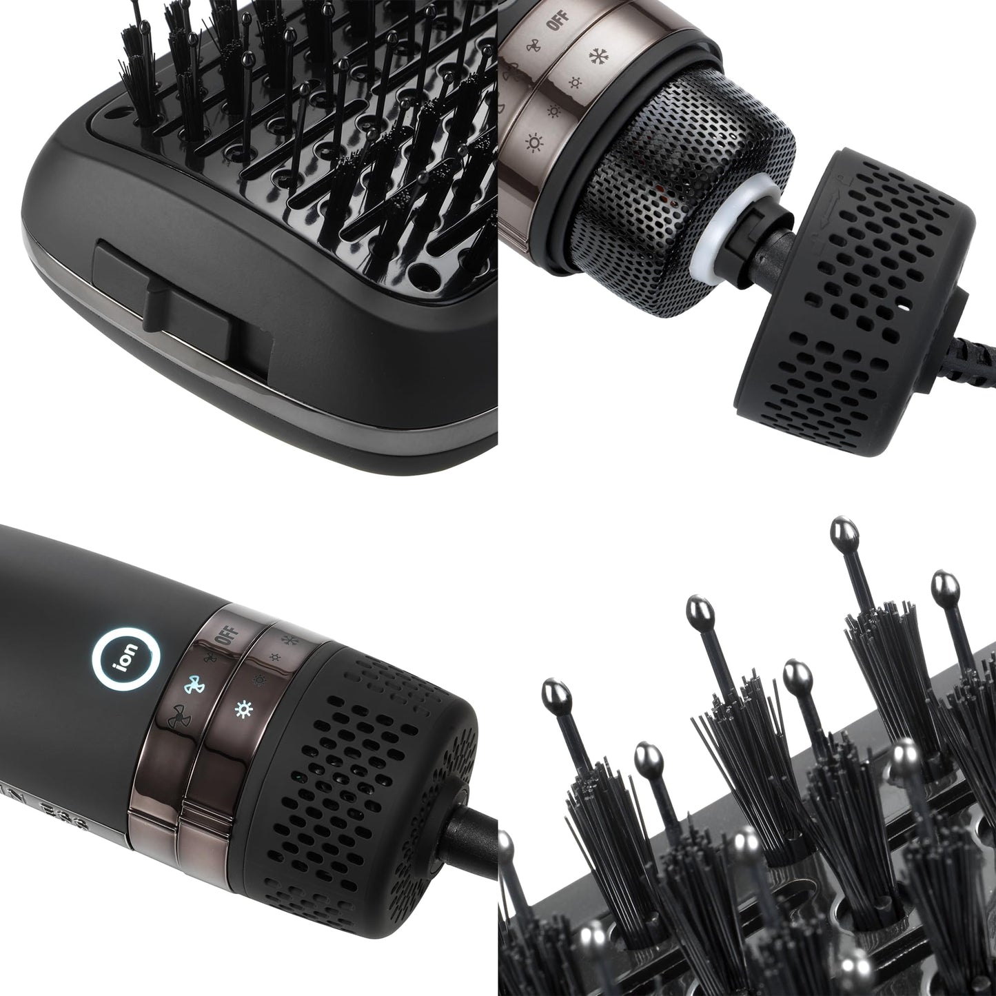 Kristin Ess Hair Volumizing Blow Dryer Brush - Blowout + Hair Straightening Brush - Ceramic + Ionic - Dry, Smooth + Volumize Hair - Flat Padel Base