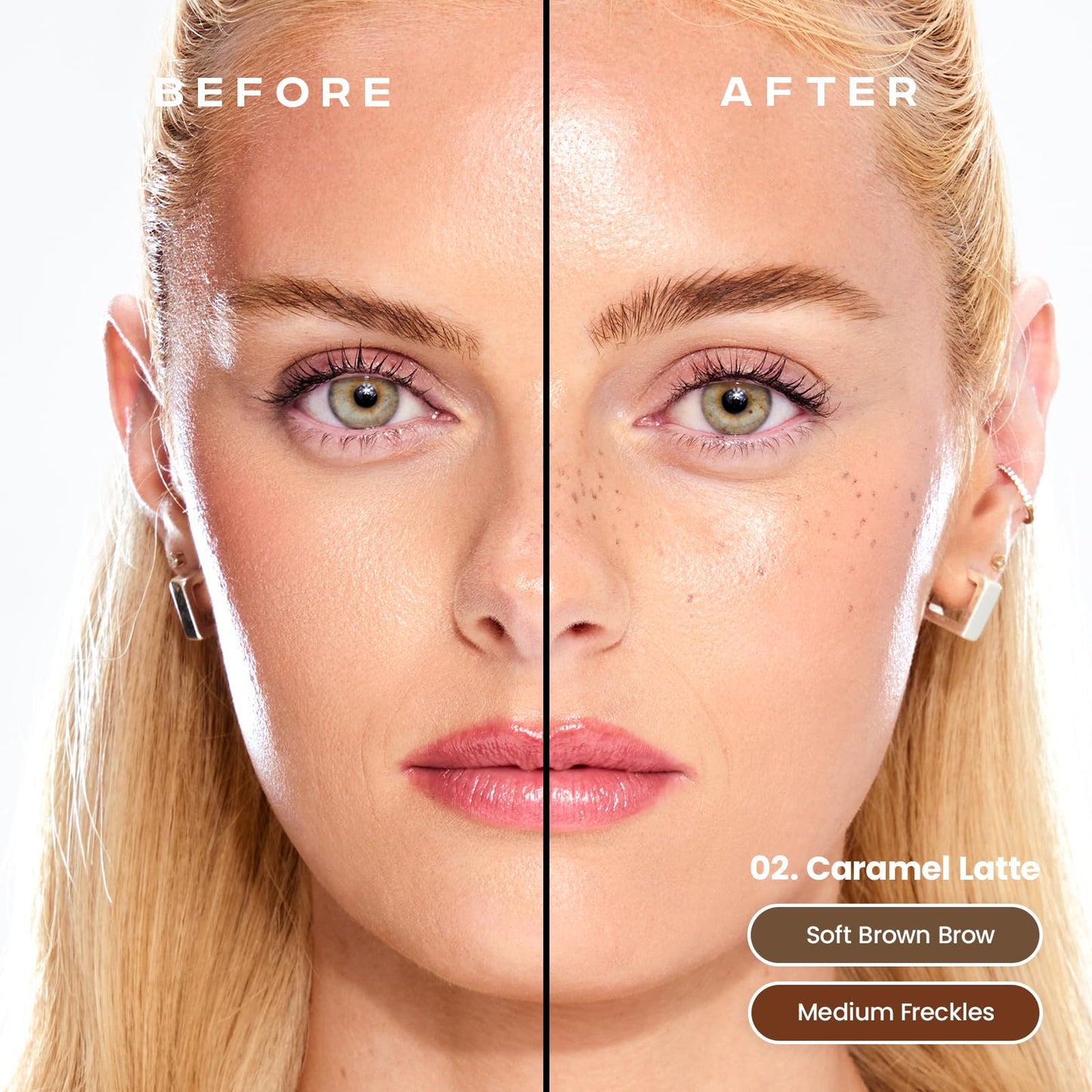 Sacheu Brow & Freckle STAY-N Tinted Eyebrow Gel & Faux Freckle Pen - 2-in-1 Longwear Water Resistant Brows Tint, Cruelty-Free & Vegan, Caramel Latte