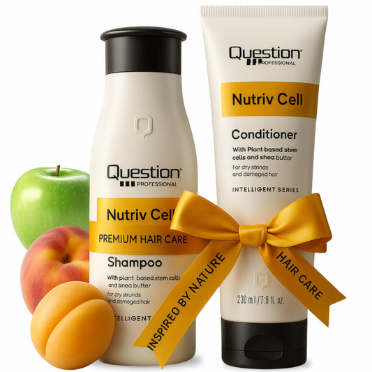 QUESTION PROFESSIONAL Sulfate Free Shampoo and Conditioner Set for Dry Damaged Hair with Shea Butter Plant Stem Cells Frizz Control Moisture Repair