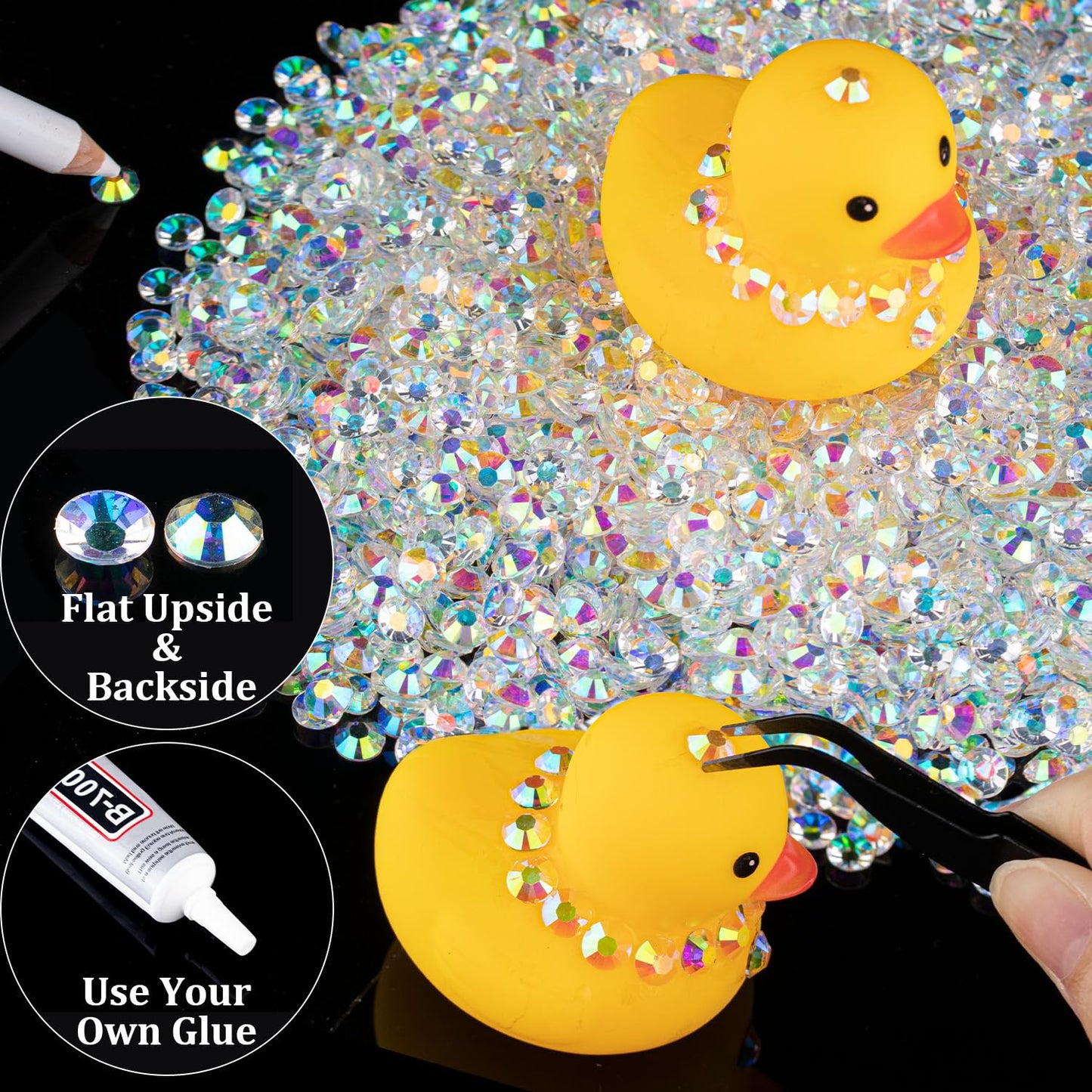 5000pcs 5mm Resin Rhinestones Bulk, Transparent AB Flatback Round Jelly Rhinestones Bedazzling Non Hotfix Crystal Gems Large Quantity Wholesale