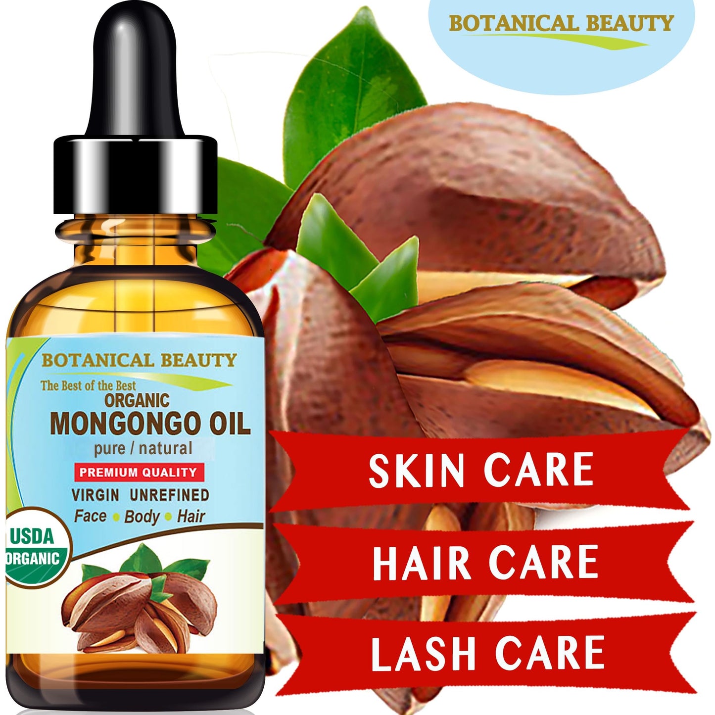 Botanical Beauty Organic MONGONGO OIL Manketti Seed Oil 100% Pure Natural Virgin Unrefined Cold-Pressed Carrier Oil for Face Skin Body Hair Lip Nails