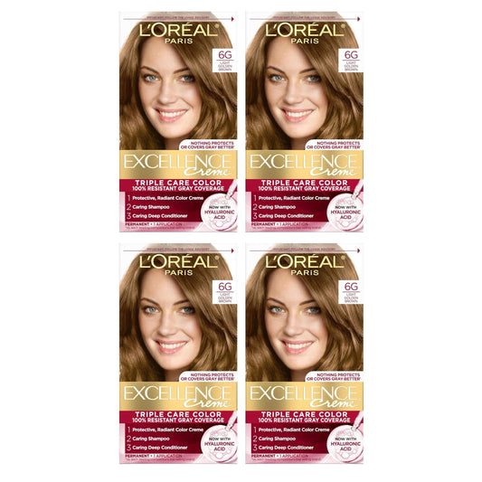 L'Oreal Paris Excellence Creme Triple Protection Hair Color -Light Golden Brown [6G] Pack of 4 Beauty & Personal Care L'Oreal Paris
