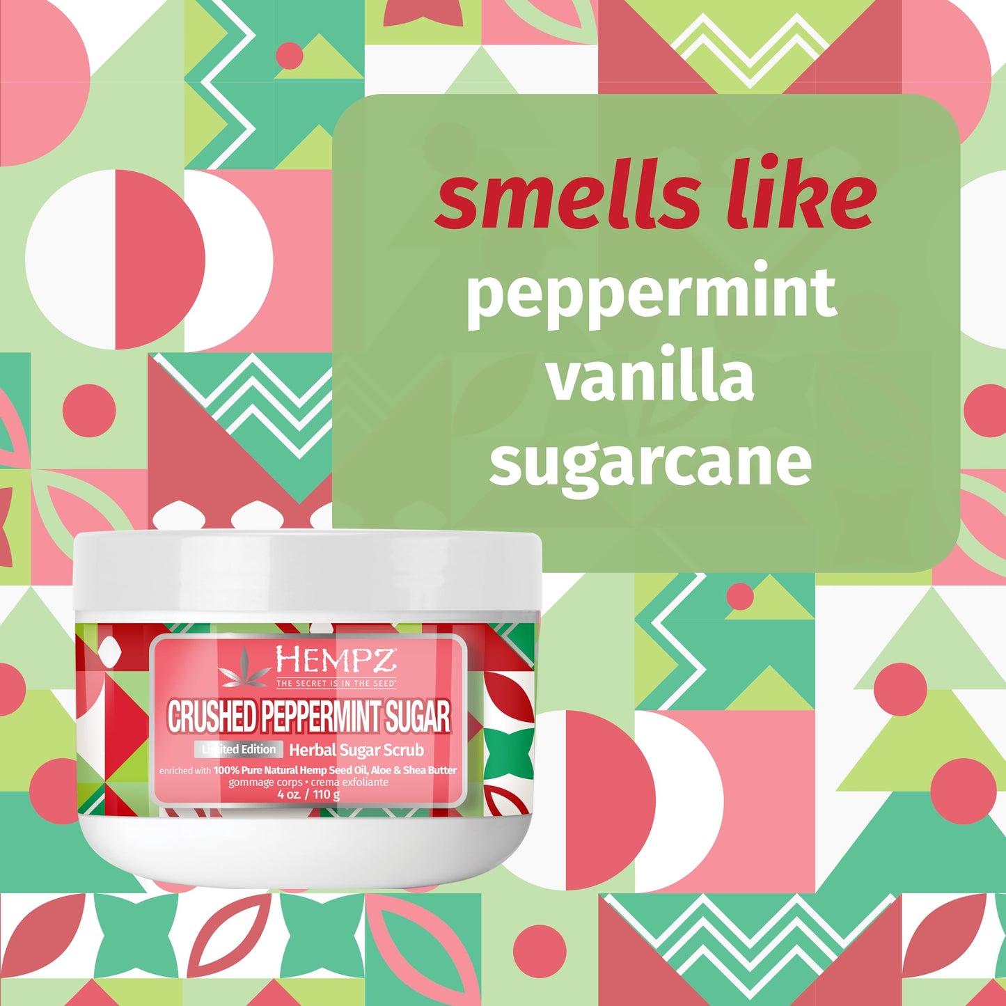 Hempz Crushed Peppermint Sugar, Sugar Body Scrub, Holiday Gift for Men and Women, 4 oz Beauty & Personal Care Hempz