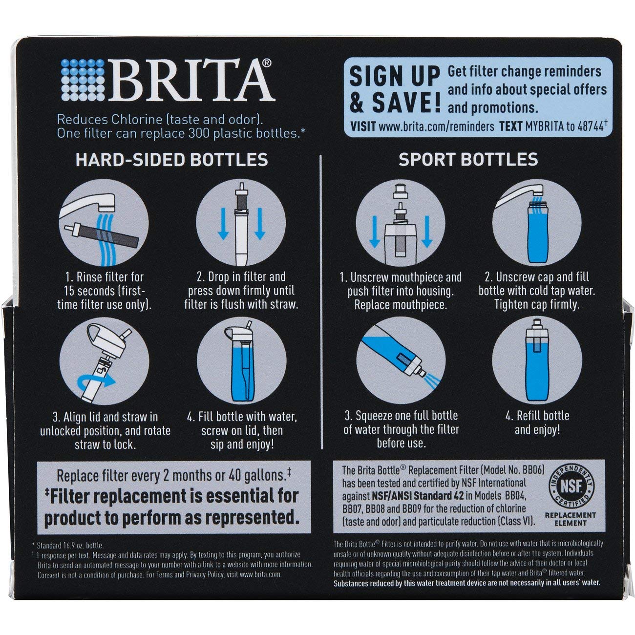 Brita Water Bottle Filter Replacements - BPA Free - 2 Count