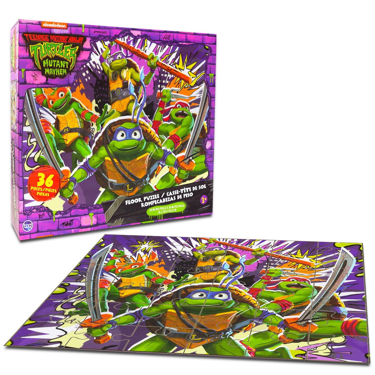 Teenage Mutant Ninja Turtles Floor Puzzle Set – 36 Piece TMNT Puzzle with Stickers & More, Fun Jigsaw Puzzles for Kids Ages 4-8