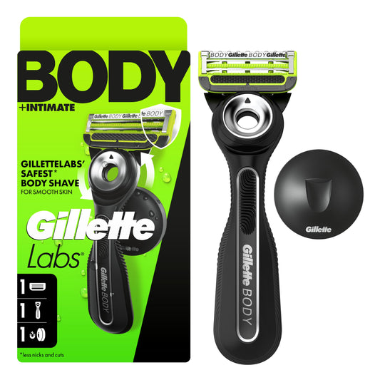 Gillette Labs Body + Intimate Razor For Men, Handle + 1 Blade Refill, Magnetic Shower Hanger Beauty and Personal Care Gillette Default Title