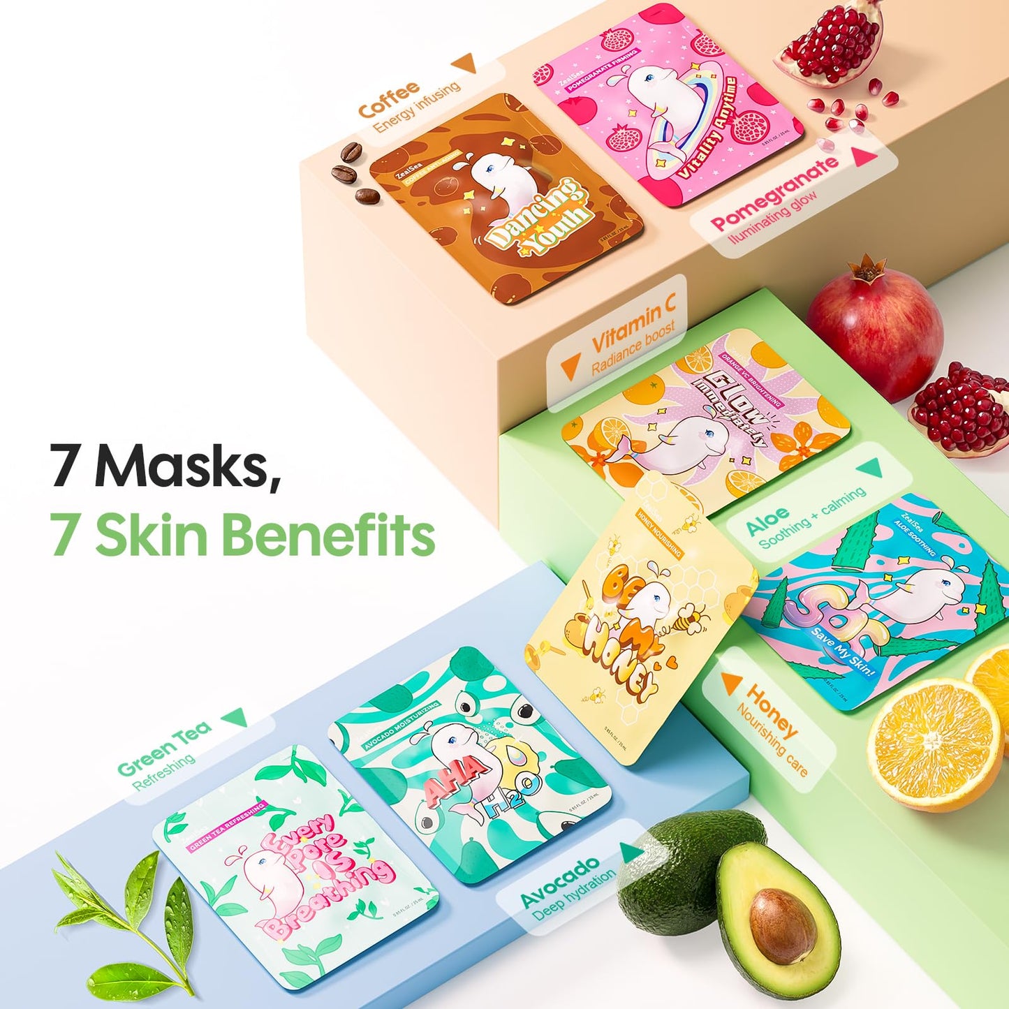 ZealSea Face Mask Skincare Facial Sheet Mask Spa Gifts for Kids Girls Women Beauty and Personal Care ZealSea