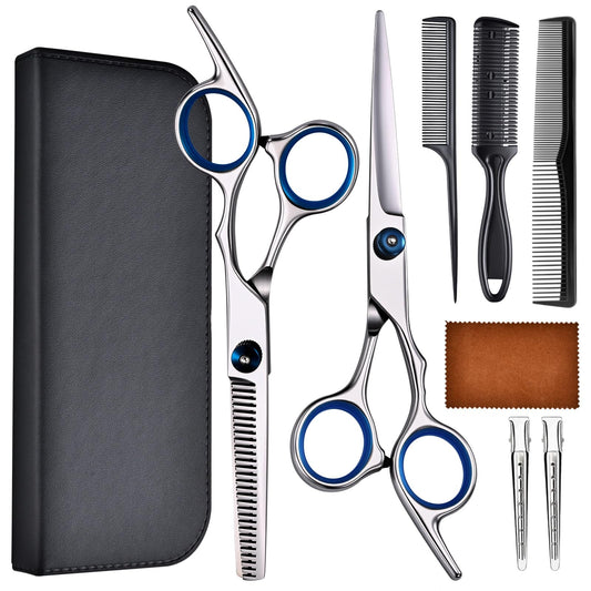 YUQGAOP Hair Cutting Scissors Set, Professional Stainless Cutting Hair Scissors, Barber Hair Cutting Scissors Thinning Shears Sharp Blades Hairdresser Beauty and Personal Care YUQGAOP Default Title