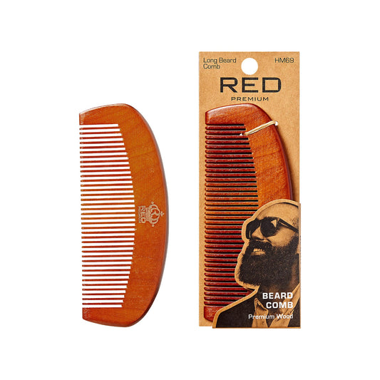 RED by Kiss Premium Wood Men Long Beard Comb, Easy Detangling and Styling, Durable Design for Gentle Beard Hair & Mustache Grooming Essential, No Beauty and Personal Care Red by Kiss