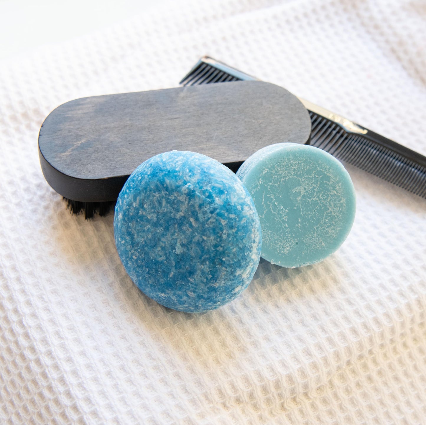 Redeem Soap Company Blue Musk Shampoo & Conditioner Bar Set - Made in USA - 3oz Shampoo + 1oz Conditioner - Zero Waste, Plastic-Free, SLS-Free