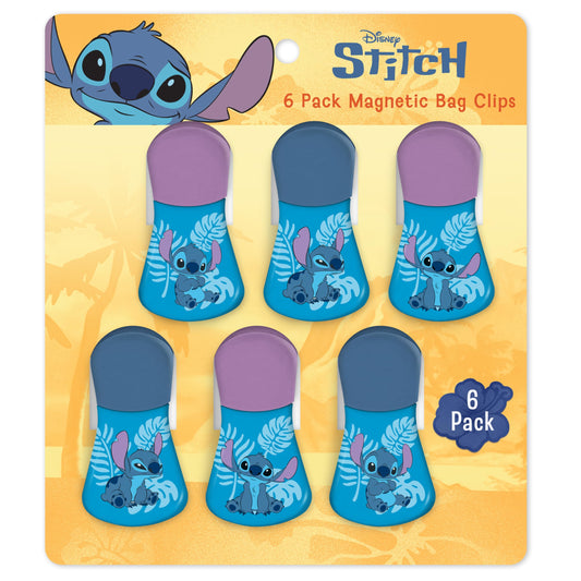 Disney Magnetic Chip Clips - Set of 6 Bag Clips for Food Storage - Mickey, Minnie, Lilo & Stitch, Winnie The Pooh - Durable Airtight Bag Chip Clips…