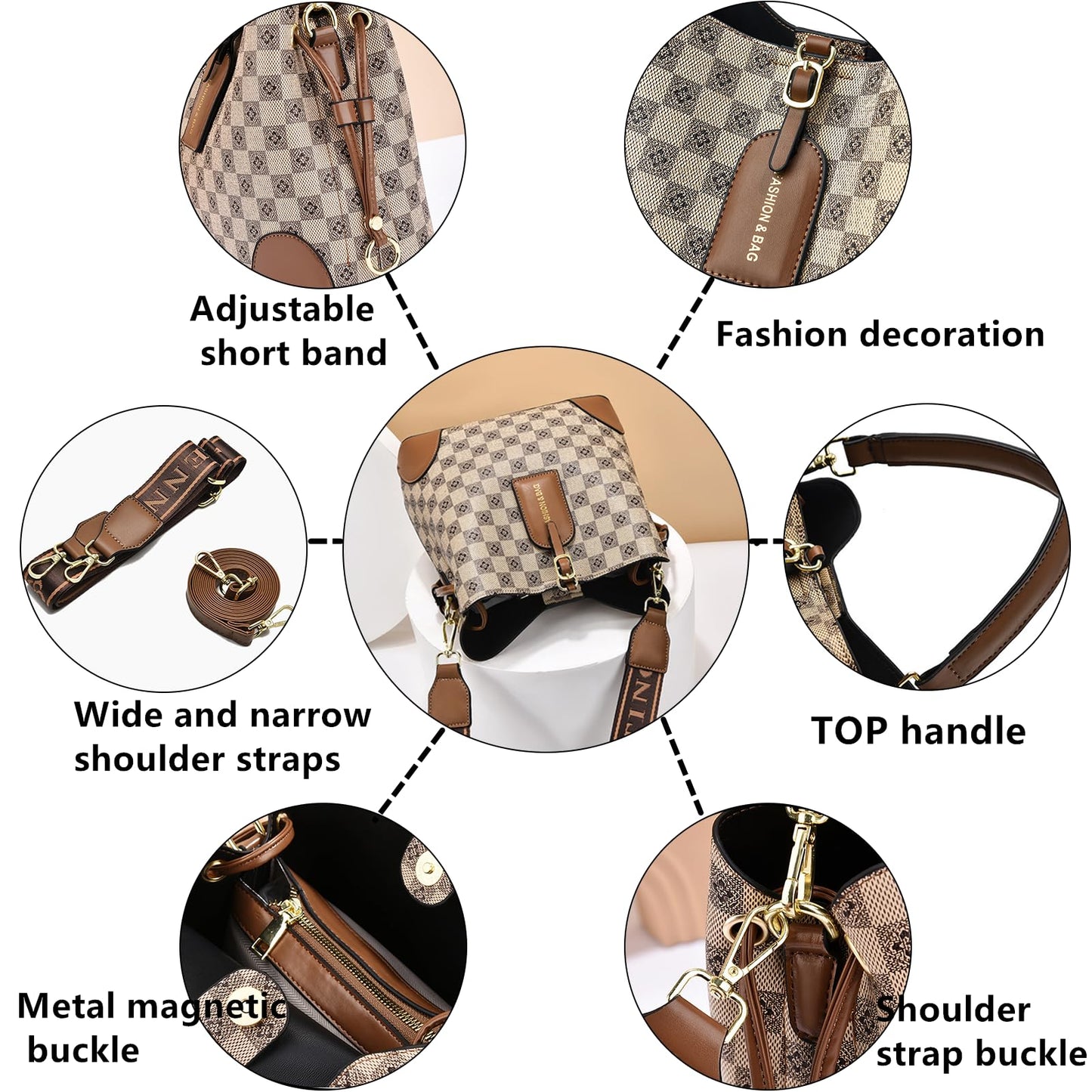 PHEVOS Women Purse and Handbags Tote Bags Fashion Ladies Satchel Shoulder Bag Top Handle Hobo Purse (coffee)