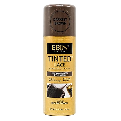 EBIN NEW YORK Tinted Lace Spray Darkest Brown | Water Resistant & High Pigment Lace Tint for Wig | Even Spray, No Residue & Natural Finish | 2.7 Fl Oz