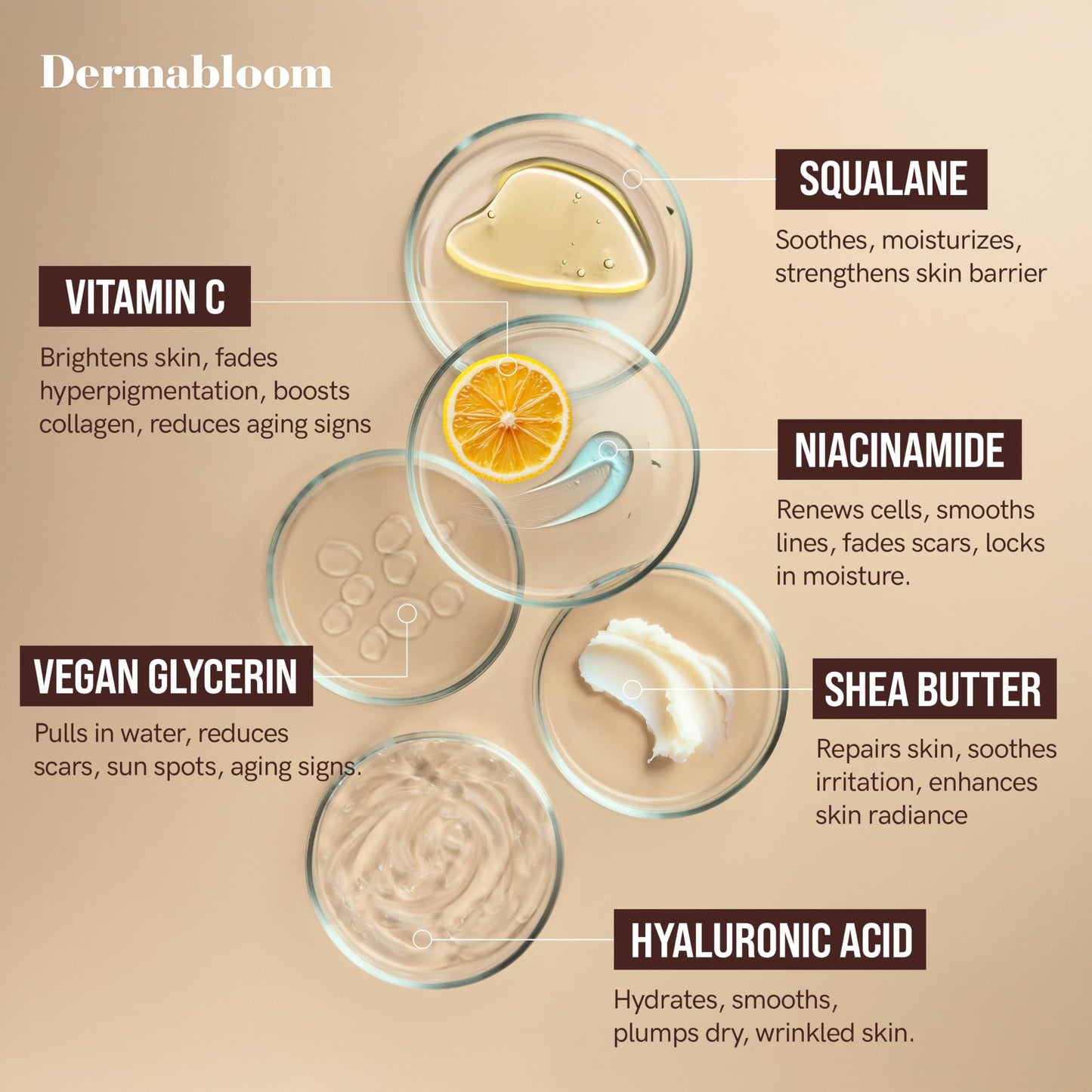 Dermabloom Vitamin C Face Roller Cream - Brightens, Firms, Hydrates For Puffy Skin & Uneven Skin Tone - Dermatologist Tested, Anti-Aging, Korean Skin