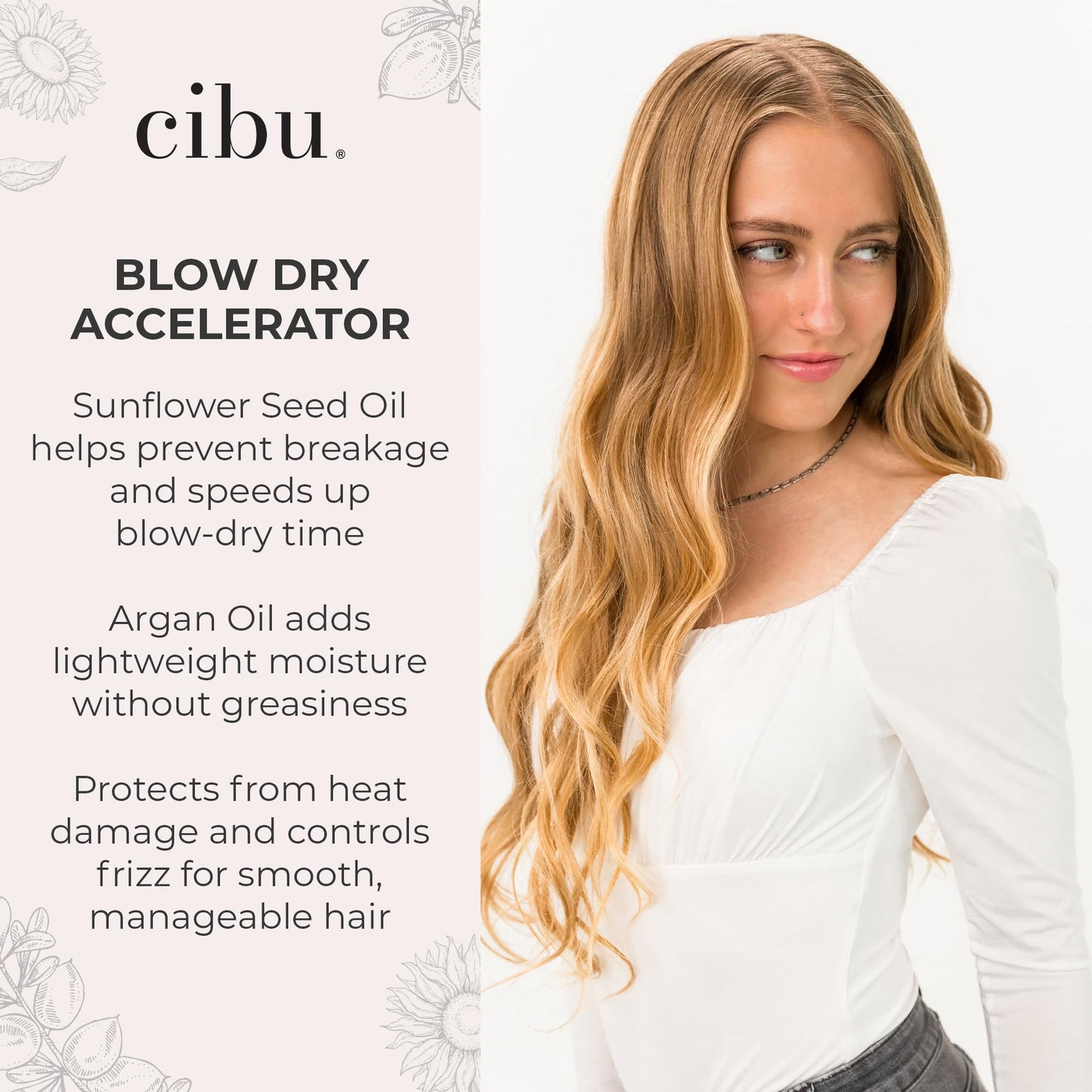 CIBU Blow Dry Accelerator | Styling Spray for Quickly Drying Hair | At-Home Frizz Treatment | Heat Protectant | 8 Ounces