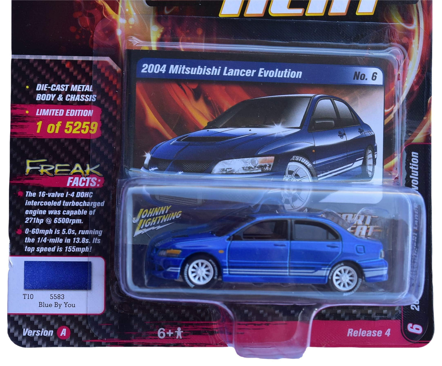 Johnny Lightning 2004 Mitsubishi Lancer Evolution, Import Heat [Blue]