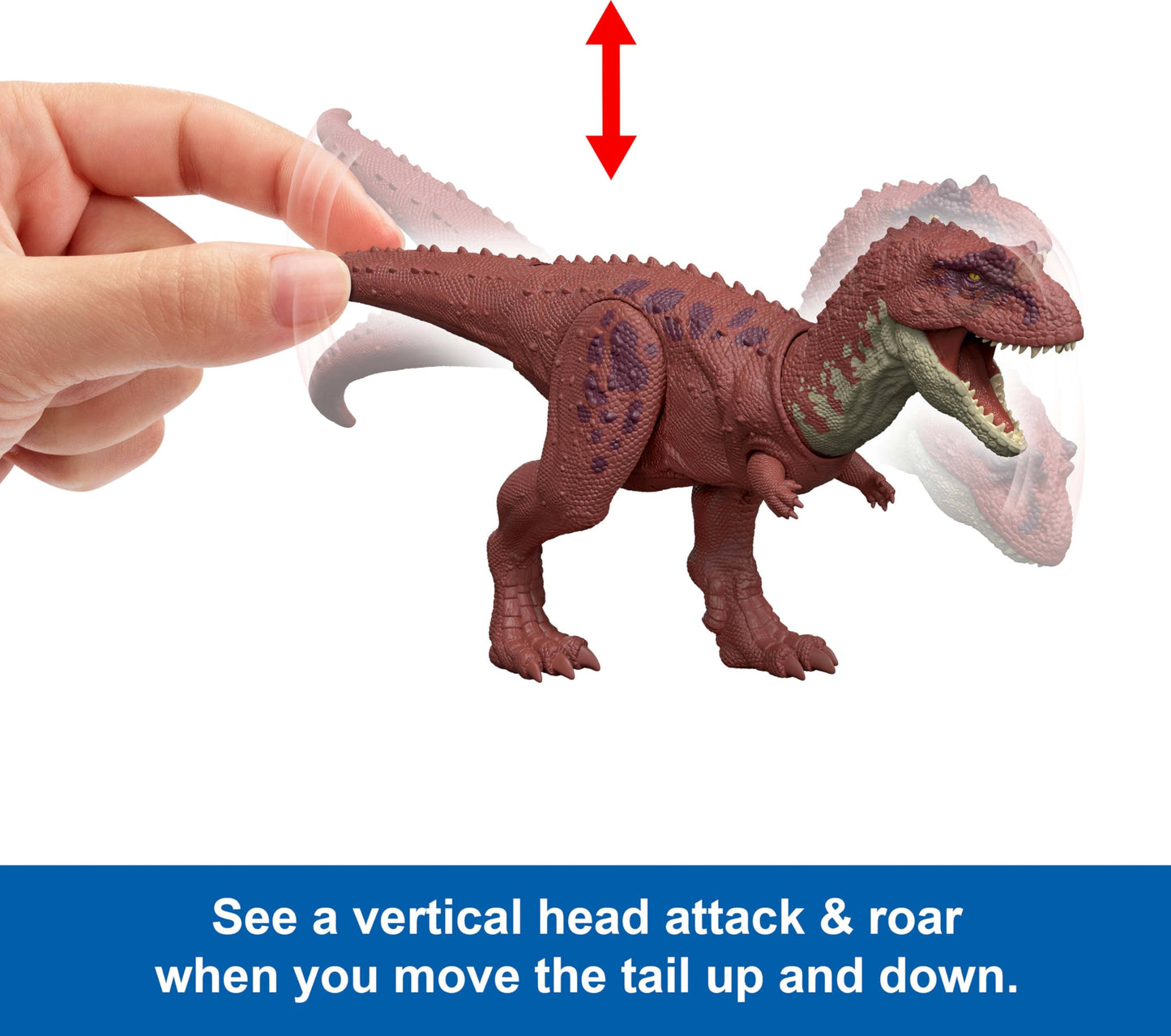 Mattel Jurassic World Rebirth Wild Roar Dinosaur Toy, Aucasaurus with Tail Controlled Chomp, Posable Multi Direction Attack & Sound, Digital Play