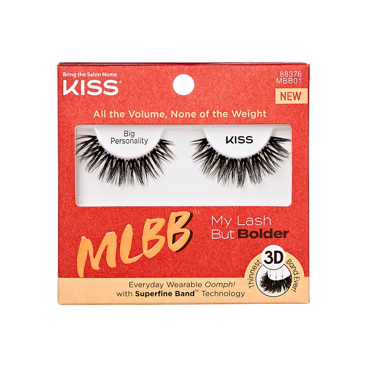 KISS My Lash But Bolder, False Eyelashes, 'Big Personality', 14mm, Includes 1 Pair, Easy to Apply, Reusable Lash Clusters