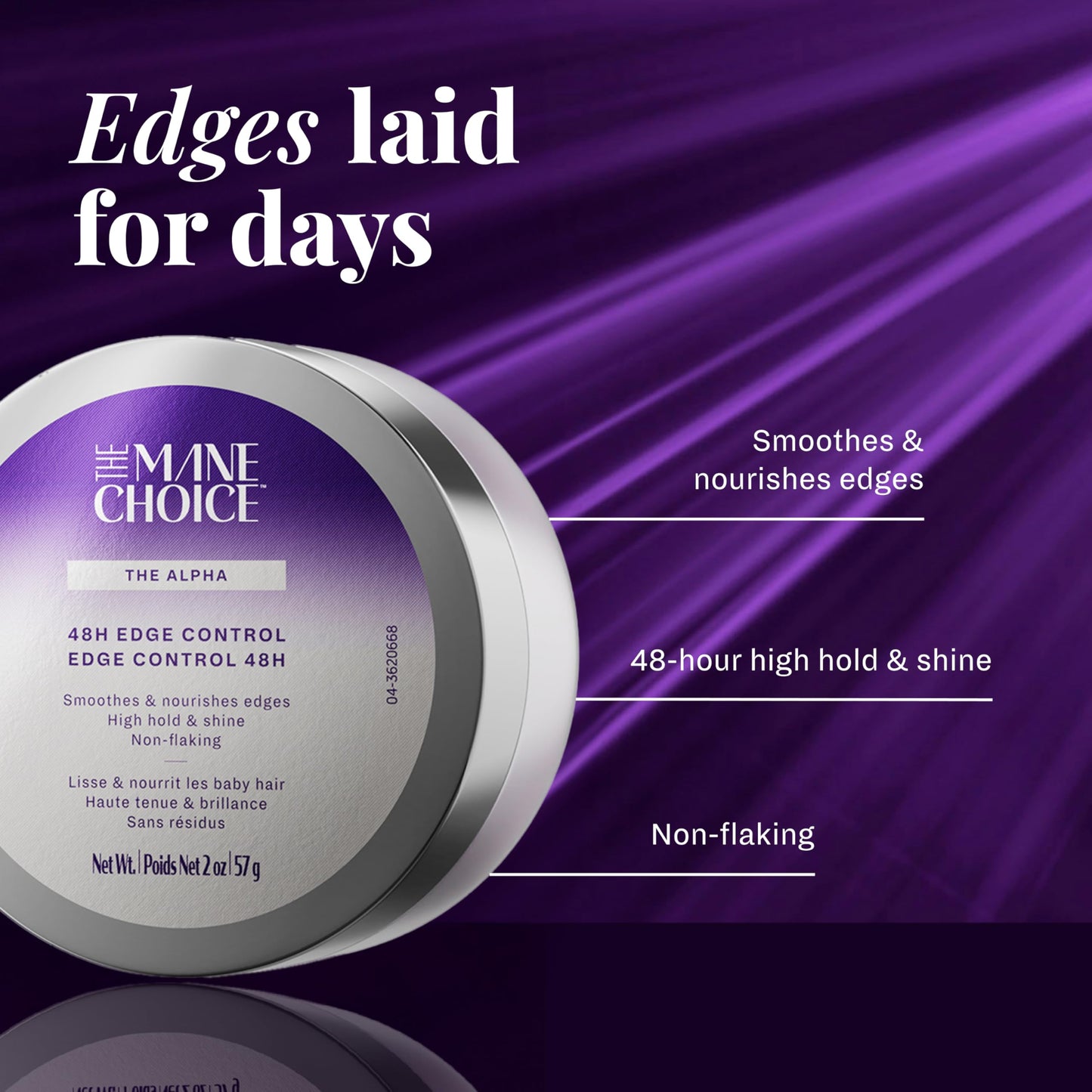 The Mane Choice The Alpha 48H Edge Control, 2 Oz, Smoothes & Nourishes Edges, Hair Gel for Coily, Wavy & Curly Hair, Infused with Pro-Vitamin B5, Aloe