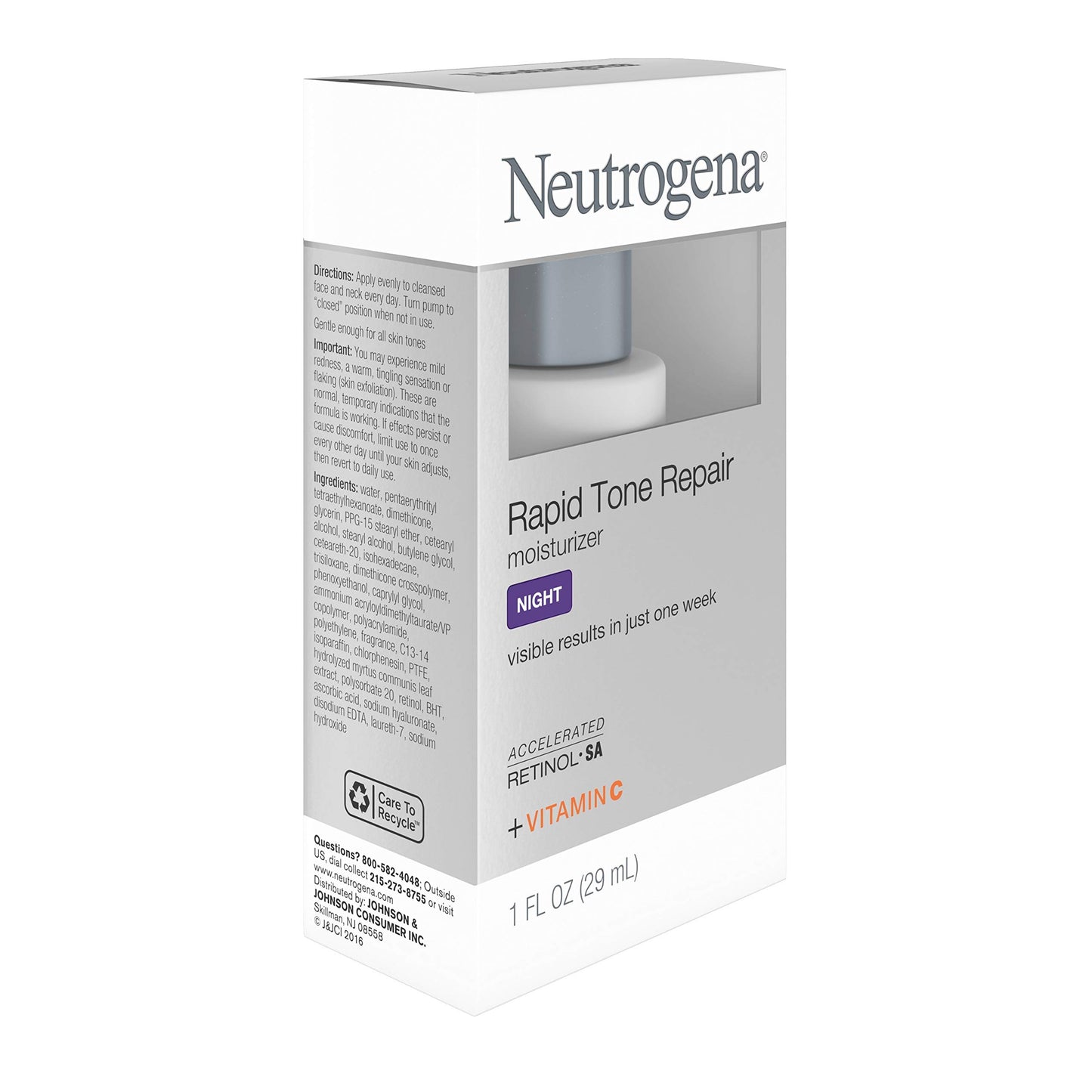 Neutrogena Rapid Tone Repair Night Cream with Retinol, Vitamin C and Hyaluronic Acid - Anti Wrinkle Face and Neck Moisturizer - Vitamin C, Retinol