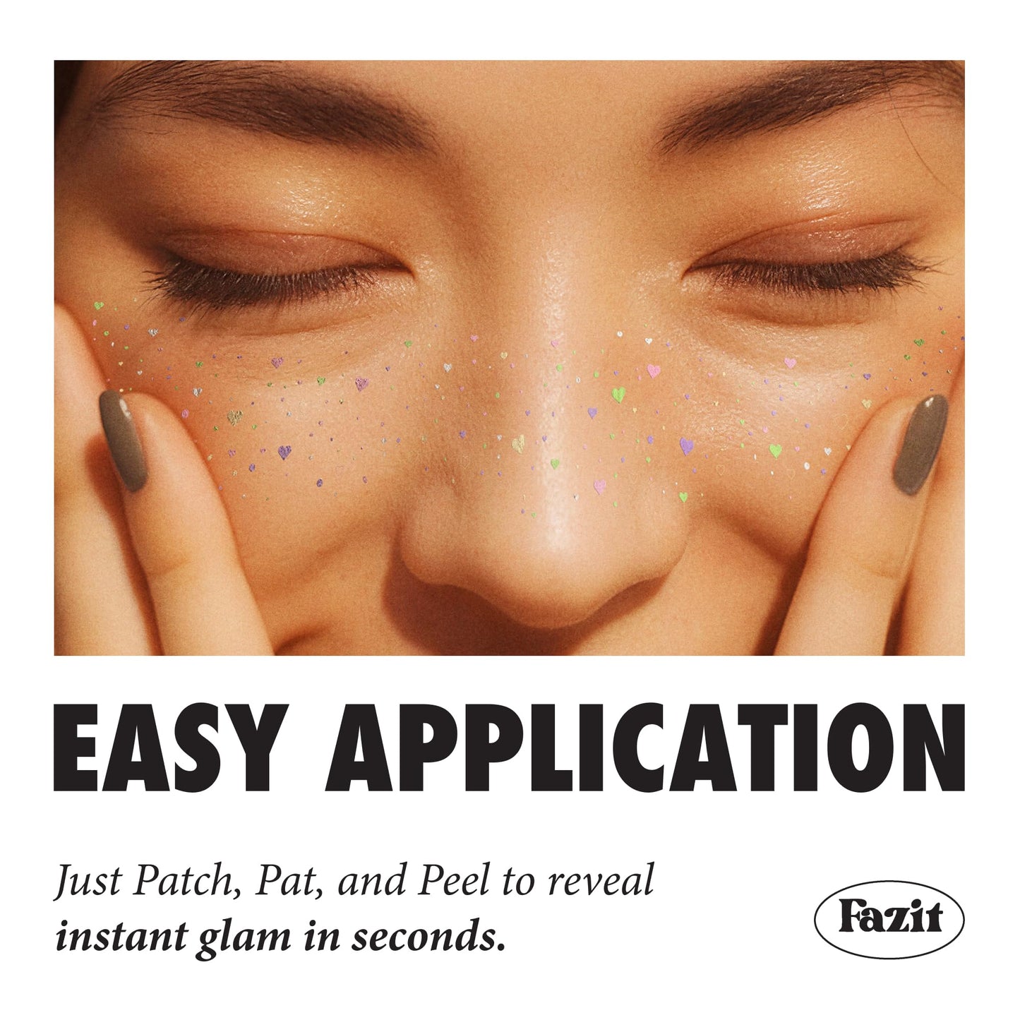 Fazit Makeup Patches - Candy Heart Speckles - Glow Up Make-Up Patches - Cute Glitter Makeup Accessories for Women - Cosmetic Glitter for Face
