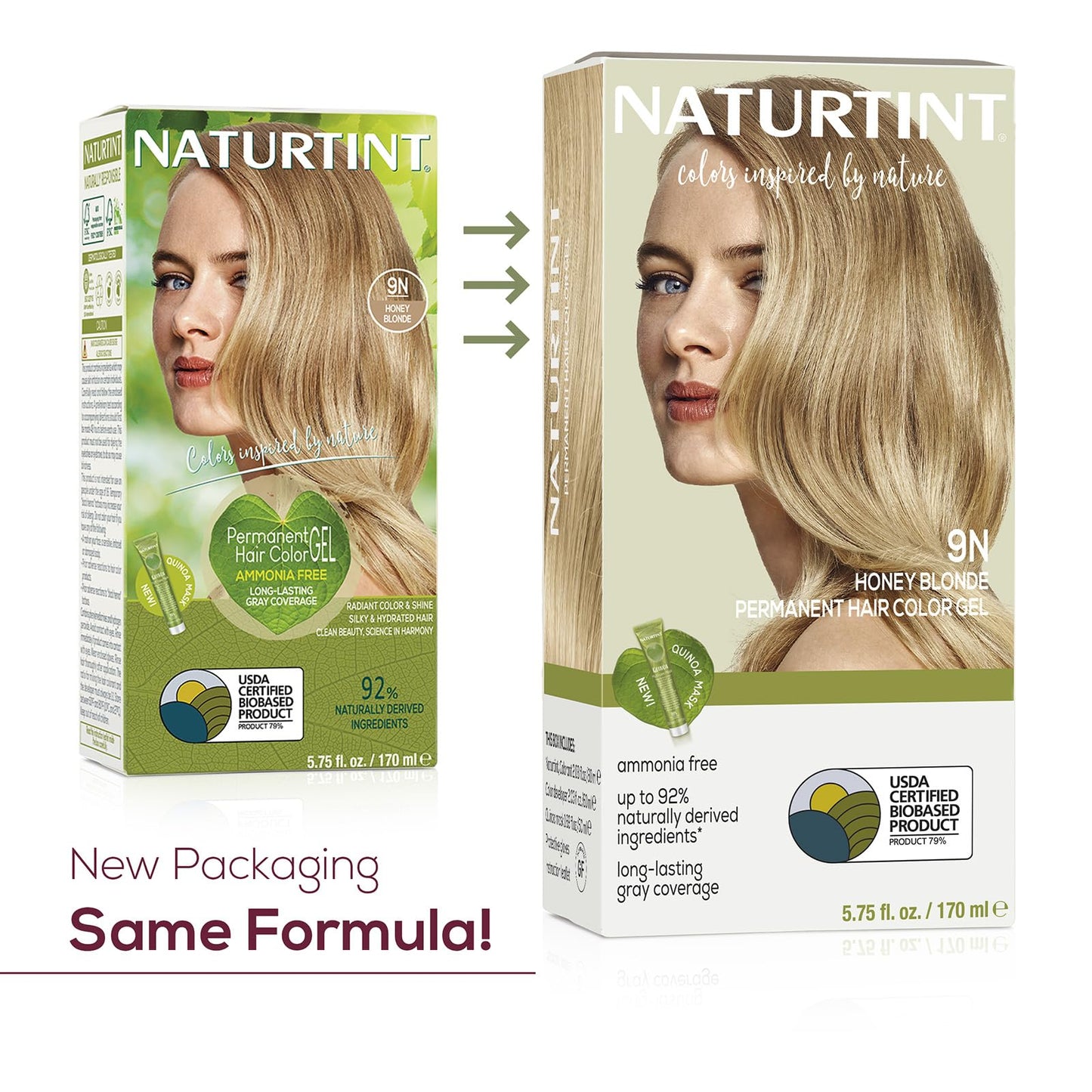 Naturtint Permanent Hair Color, 9N Honey Blonde, Plant Enriched, Ammonia Free, Long Lasting Gray Coverage and Radiante Color, Nourishment