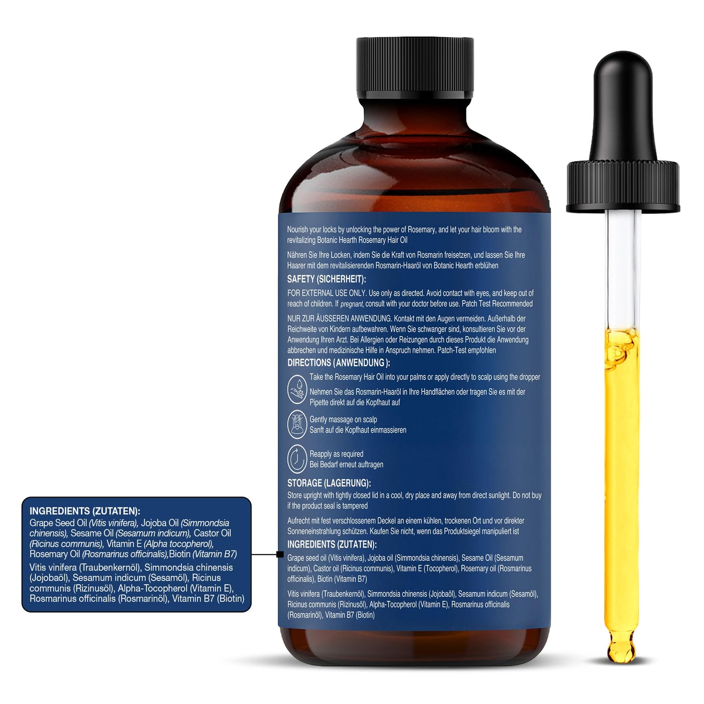 Botanic Hearth 100% Pure Rosemary Oil For Hair Growth | Infused With Biotin, Jojoba & Castor Oil | Hair Oil Repairs Dry Damaged Hair, Strengthening