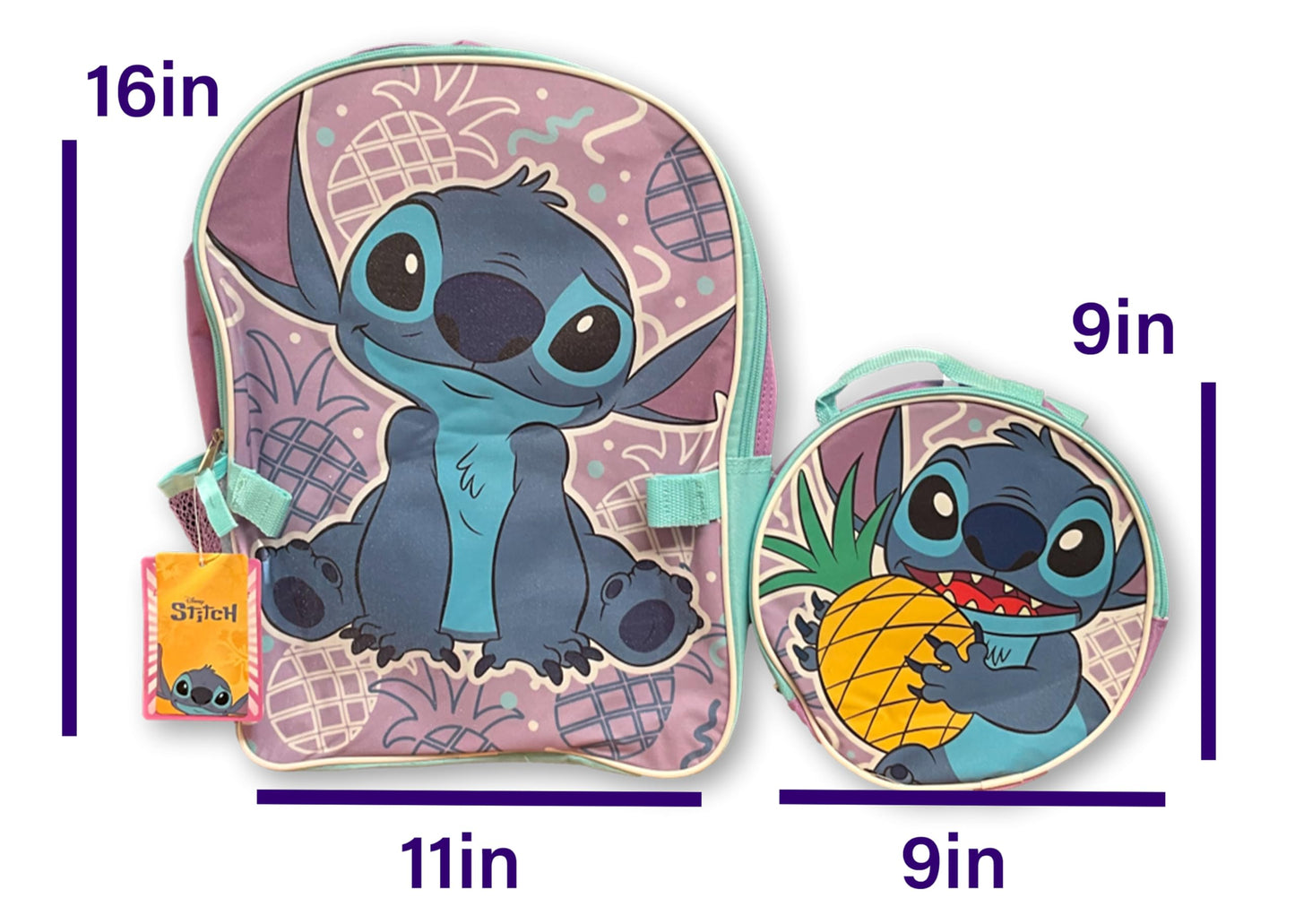 Stitch Backpack and Lunbox Personalized Bookbag Back to School Lunchbag Officially Licensed Disney - 2pc Set (Non-Personalized)