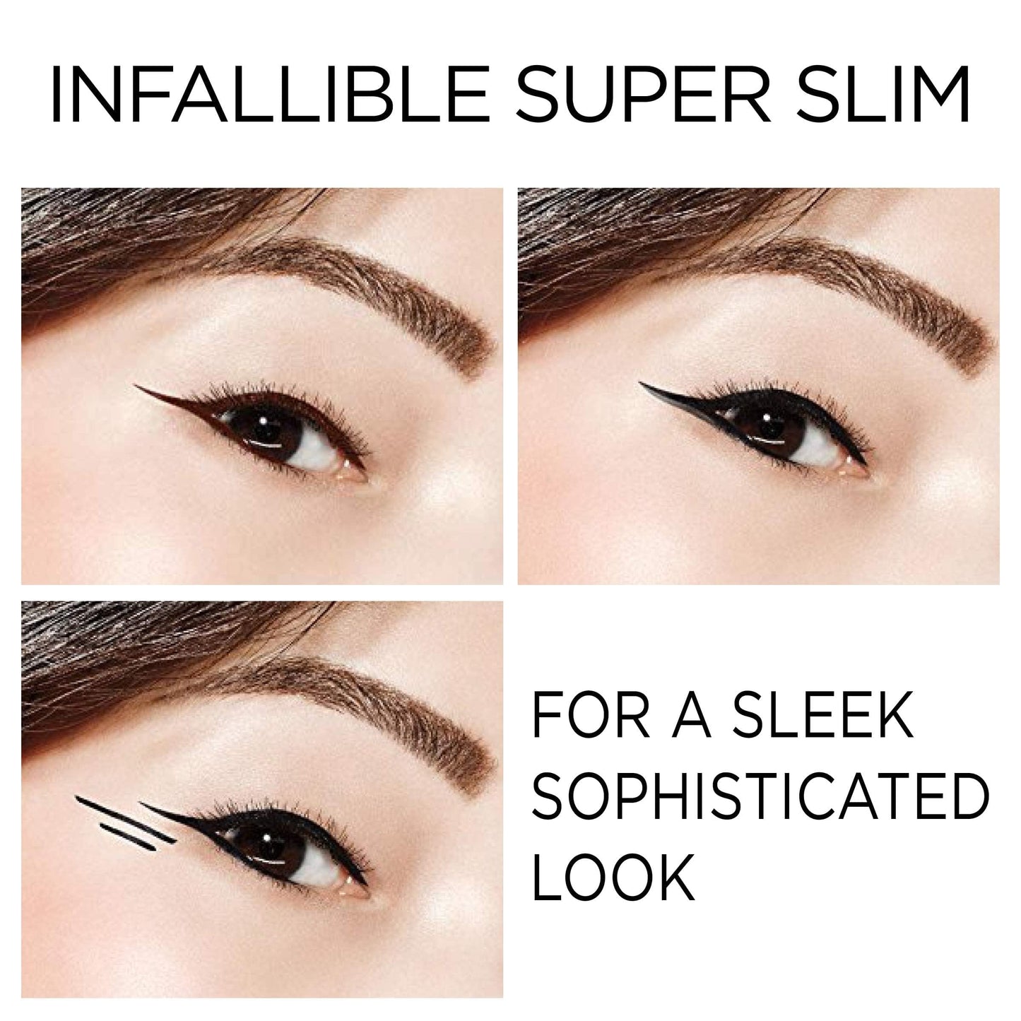L'Oreal Paris Makeup Infallible Super Slim Long-Lasting Liquid Eyeliner, Ultra-Fine Felt Tip, Quick Drying Formula, Glides on Smoothly, Black, Pack