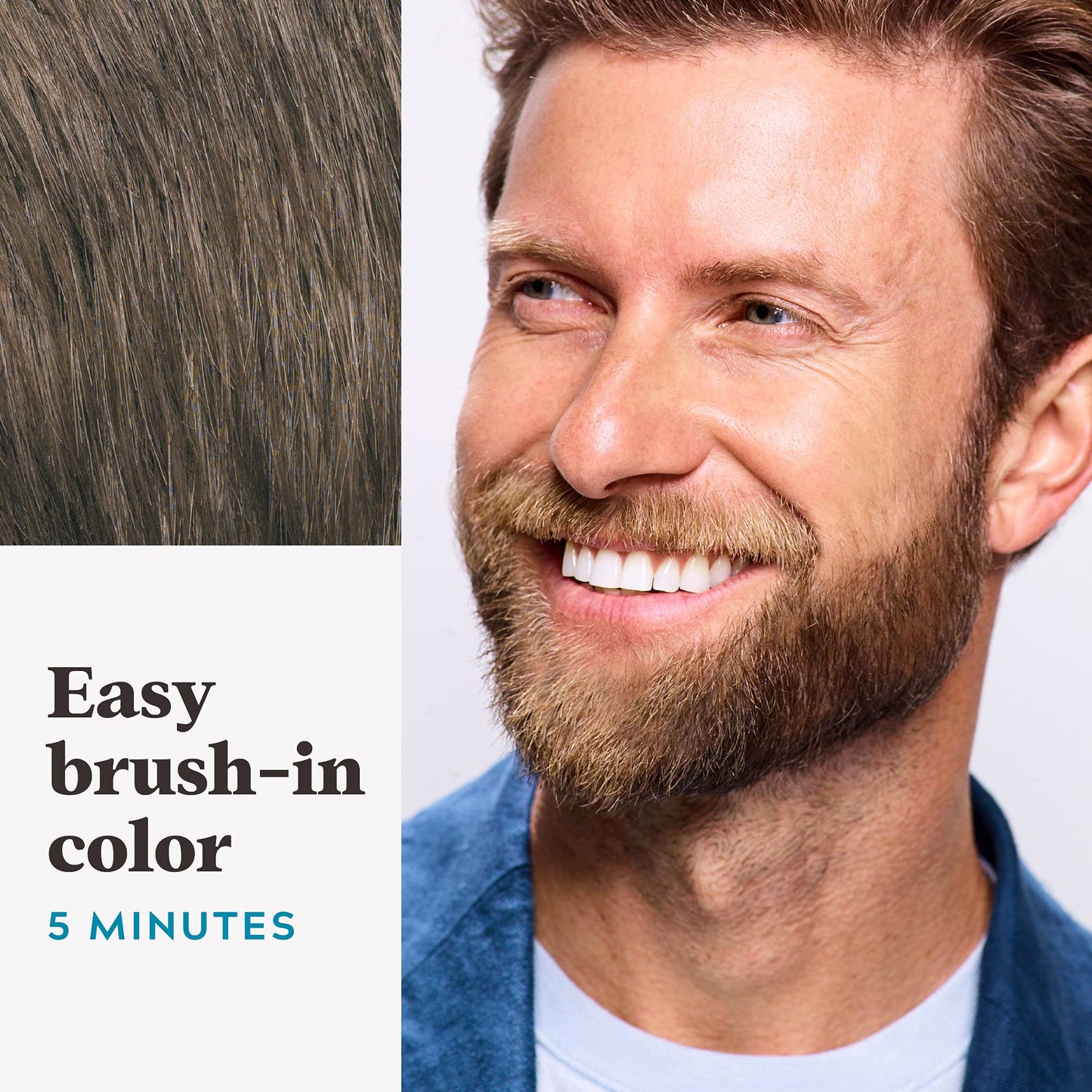 Just For Men Mustache & Beard, Beard Coloring for Gray Hair with Brush, with Keratin Biotin Aloe and Coconut Oil for Healthy Facial Hair - Medium