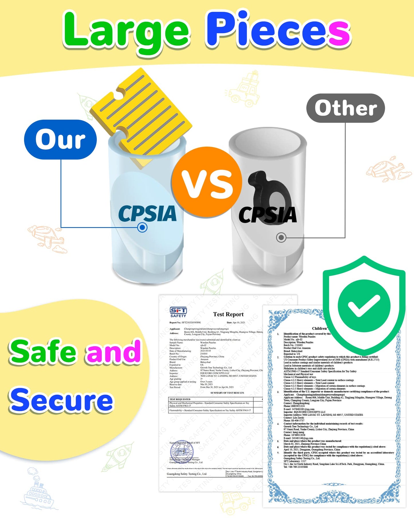 Yetonamr Wooden Toddler Puzzles – 6 Vehicle Shape Montessori Educational Toys for Boys & Girls Ages 1–4, Learning & Birthday Gift