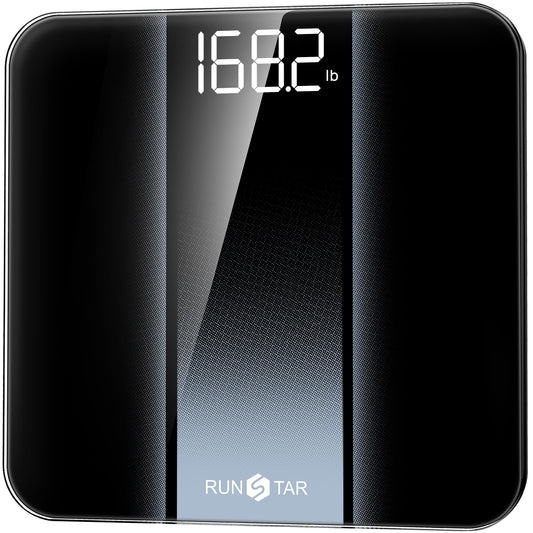 RunStar Digital Bathroom Scale for Body Weight with High Precision, Clear LED Backlight Display, Accurate Scale with 6mm Tempered Glass, 400lb, Silver