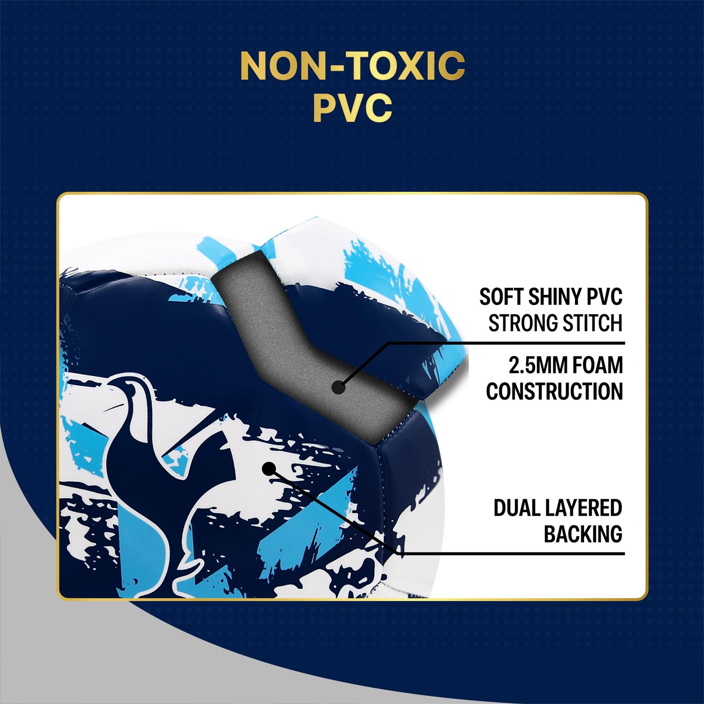 Icon Sports Official Tottenham Hotspur FC Soccer Ball - TOT93BL Navy Size 5