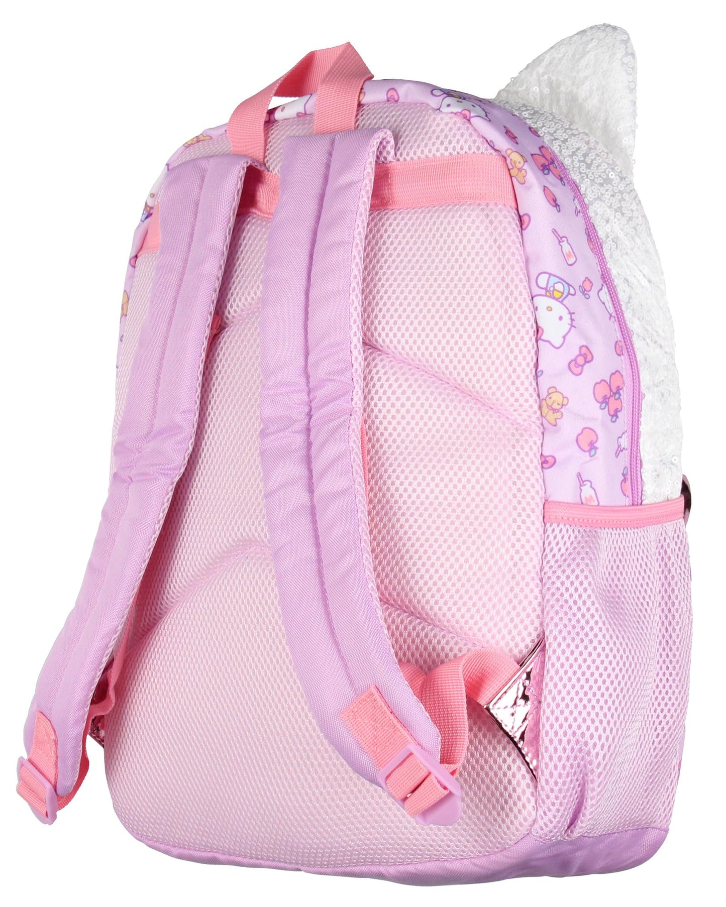 AI ACCESSORY INNOVATIONS Sanrio Hello Kitty Apples and Bows Sequin with PVC Bow Zipper Pull School Travel 16" Backpack For Kids