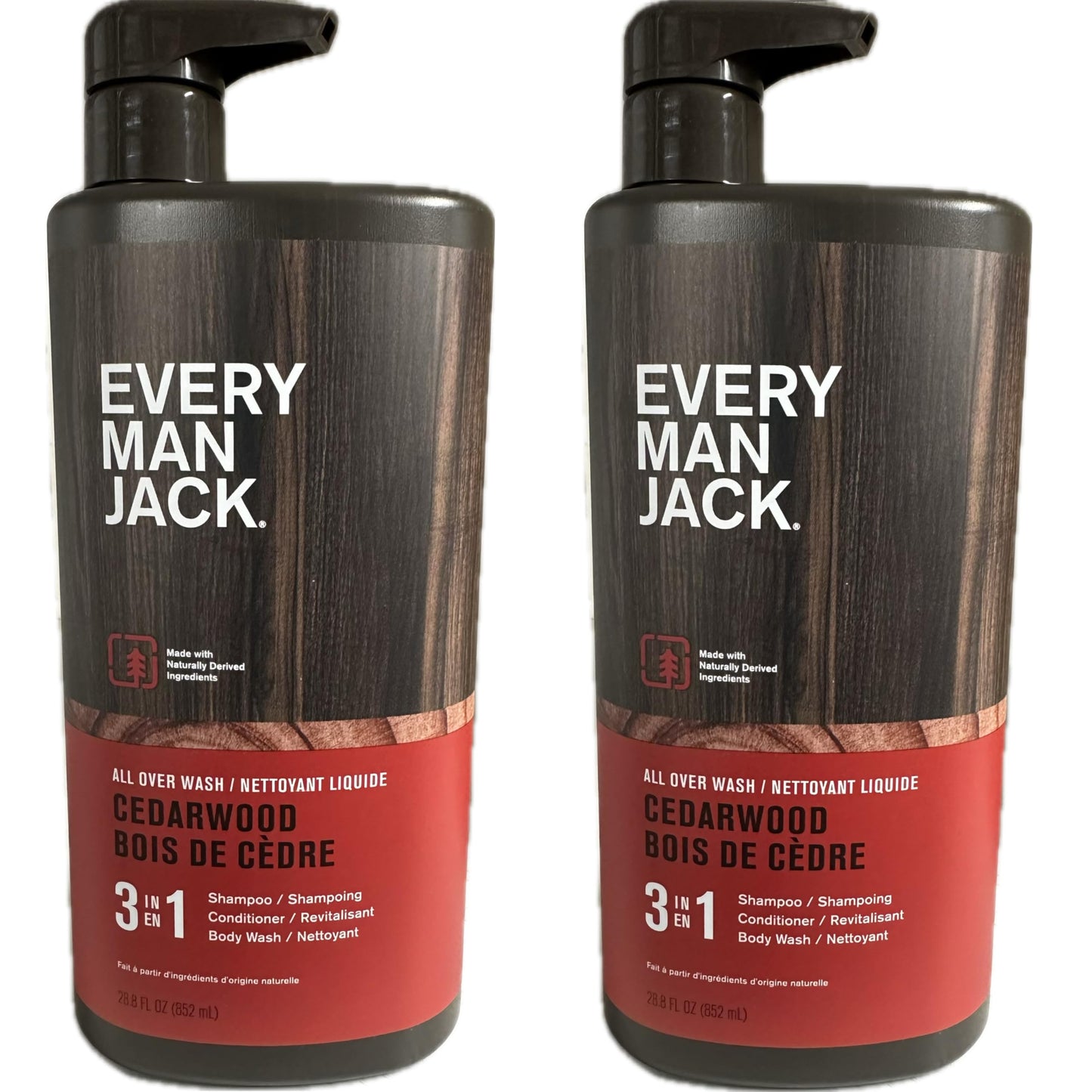 Every Man Jack 3-in-1 All Over Wash - Cedarwood |Twin Pack - 2 Bottles Included | Naturally Derived, Parabens-free, Pthalate-free, Dye-free