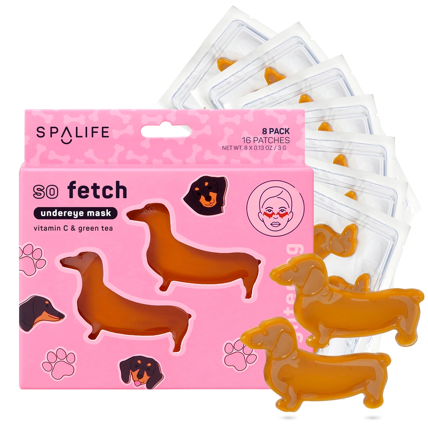 SpaLife So Fetch Hydrogel Under Eye Patches for Dark Circles | Dachshund Under Eye Patches for Puffy Eyes | Weiner Dog Undereye Bags and Puffiness Beauty and Personal Care SpaLife Default Title