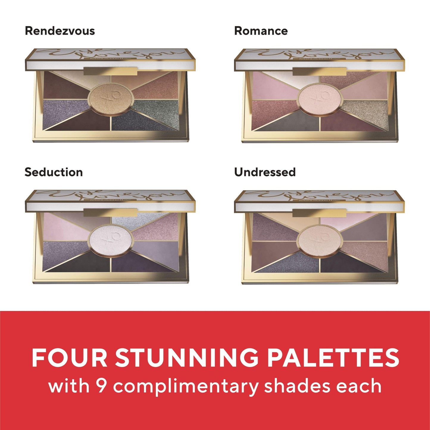 Mirabella Eye Love You Neutral Shimmer Eyeshadow Palette - Makeup Palette w/Ultra Pigmented Pressed Powders, Creamy Matte & Shimmer Cool Toned