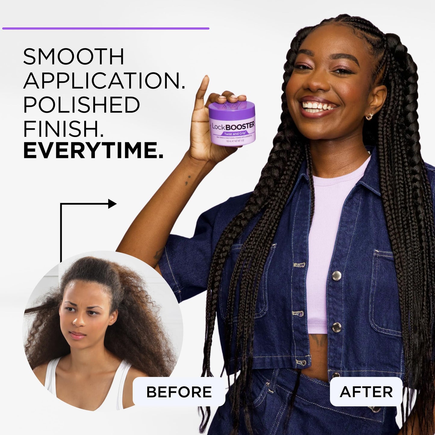 Style Factor Lock BOOSTER Twist & Grip Braid Gel (5 Oz.) with Lavender Oil - Strong Hold, Flake-Free, Frizz-Free Hair Braiding Gel for Defined