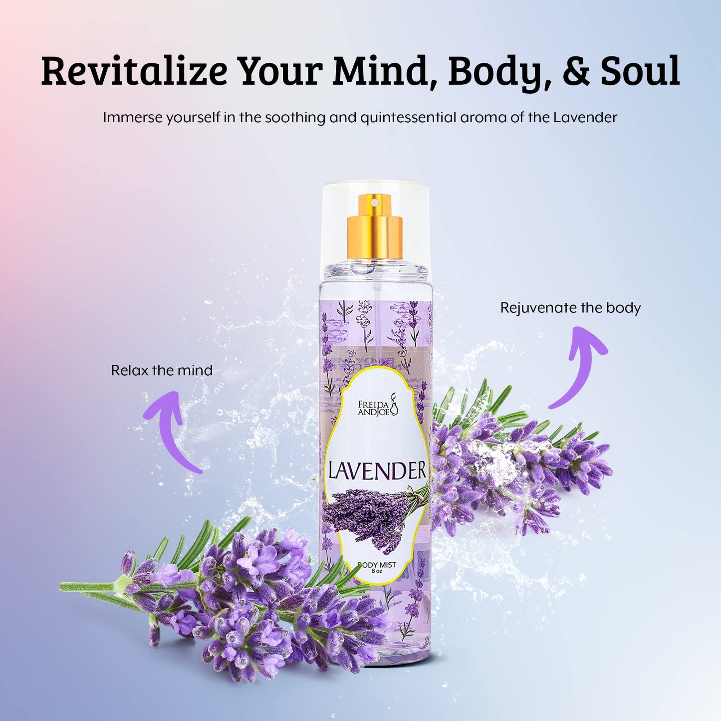 Lavender Luxury Body Spray For Women, Womens Perfume Fragrance Body Mist & Sprays, Women's Woodsy Scented Gifts & Presents, 8 oz Fine Mist Spray