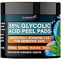 NUVADERMIS 35% Glycolic Acid Peel Pads - Exfoliating Facial Resurfacing for Blackheads, Dark Spots, and Acne - Safe for Sensitive Skin - 60