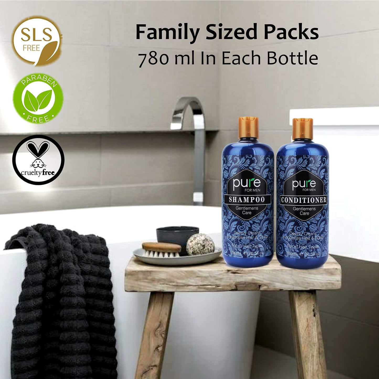 Rachelle Parker Hair Care Set for Men, Natural and Organic Shampoo and Conditioner for Fine and Thinning Hair Supports Healthier Growth, Repairs
