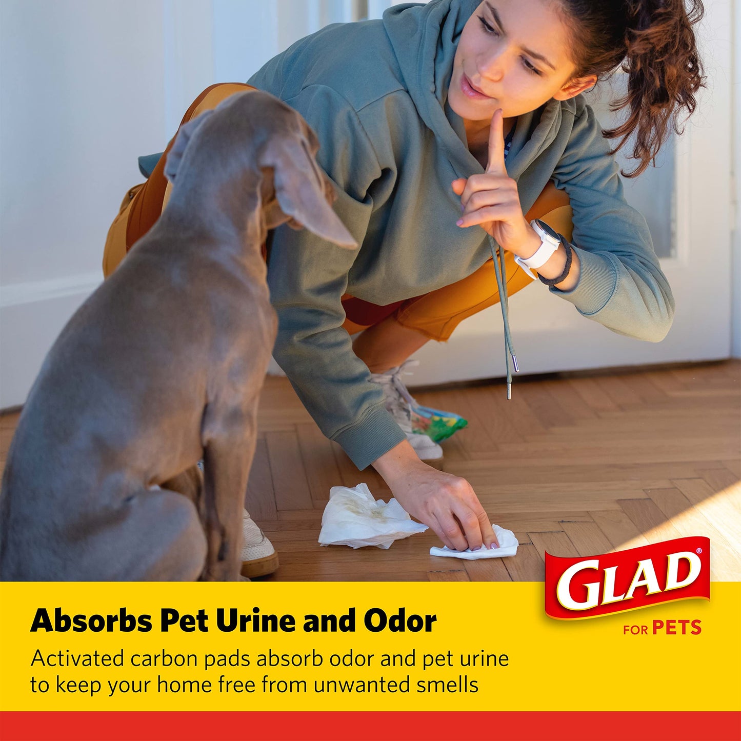 Glad for Pets Charcoal Puppy Pads 23"x23" – Activated Carbon Pee Pads Absorb & Neutralize Urine Instantly, 100 Count