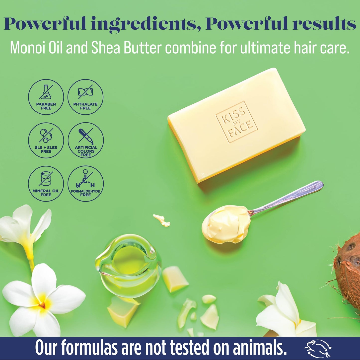 Kiss My Face Strengthen 2-in-1 Shampoo and Conditioner Bar, With Monoi Oil and Shea Butter, Fortifies and Hydrates, For Dry and Damaged Hair, Cruelty