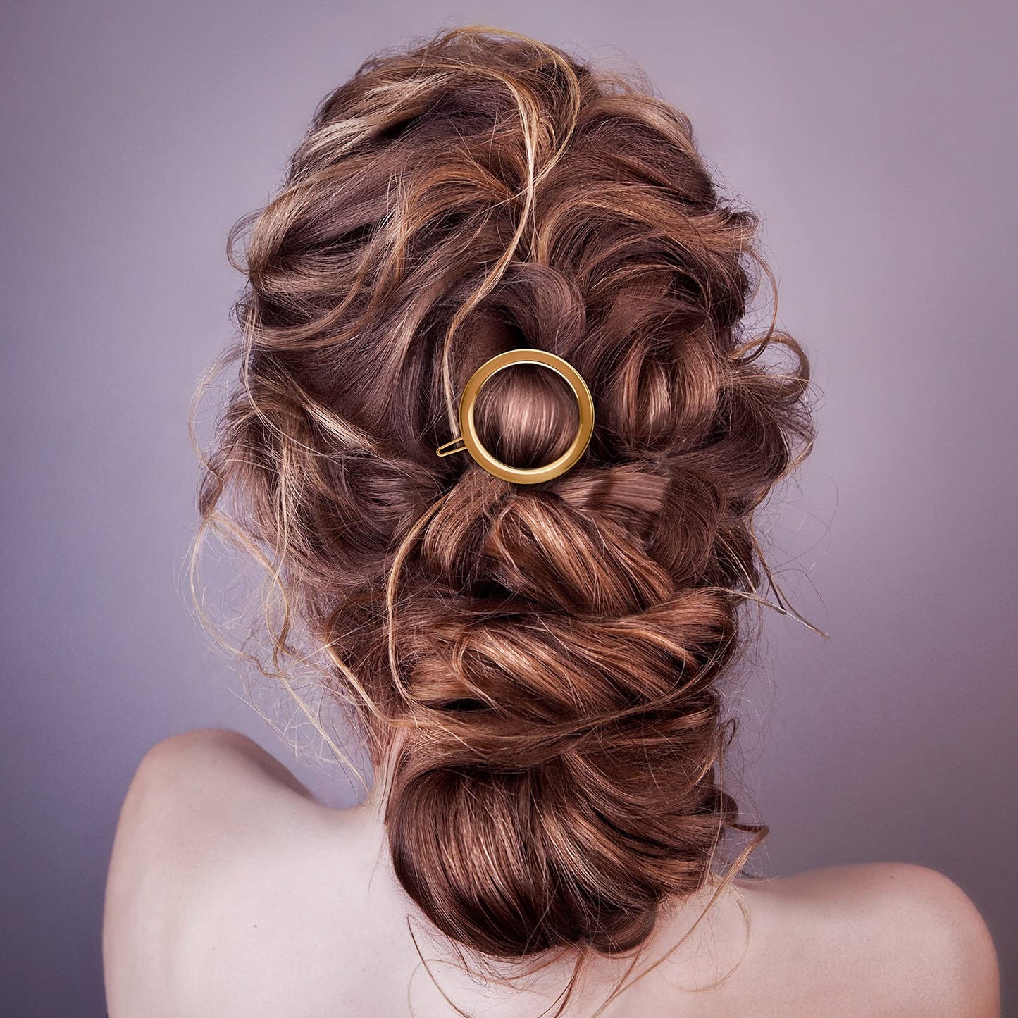 PAGOW 4 Pcs Minimalist Hair Clip for Women, Gold & Sliver Hollow Hoops Round Circle Geometric Metal Hair Clip, Dainty Circle Bobby Pin Ponytail Holder