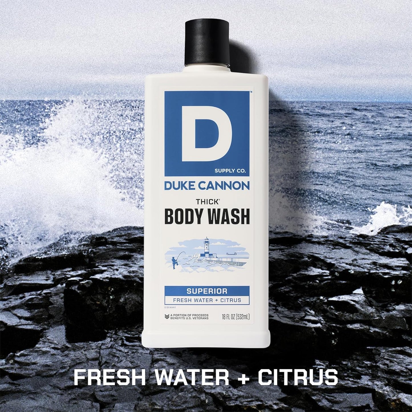 Duke Cannon Supply Co. Thick High Viscosity Body Wash - 3X Thicker, Cleansing Shower and Bath Gel, Mineral-Enriched for Men - Men’s Body Scrub